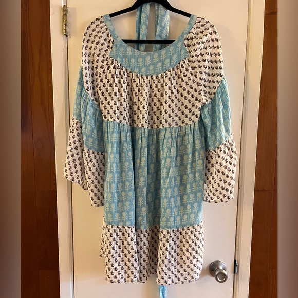 Anaak Talitha Blockprint Mini Dress Bluebell Lily Mix - Picture 5 of 10